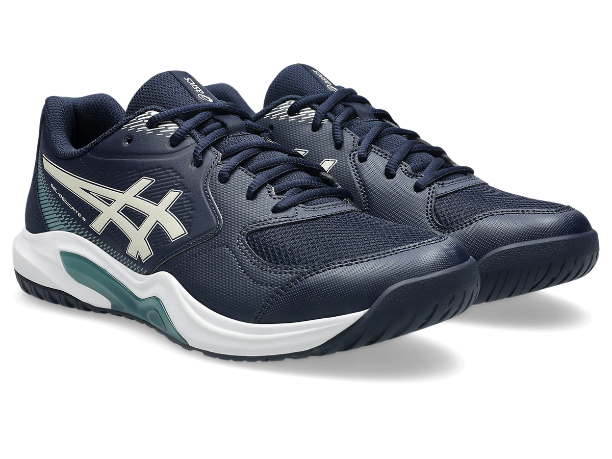 Asics Gel Dedicate 9 (2E) Midnight Mens Tennis Shoe, angled front
