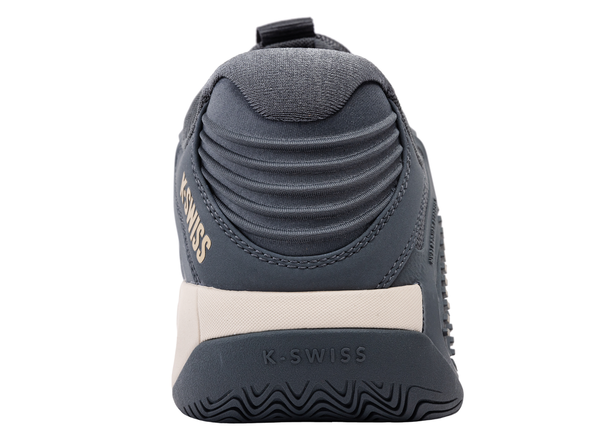 KSwiss Hypercourt Express 3 AC Grey Mens Tennis Shoe, rear view showing the heel counter
