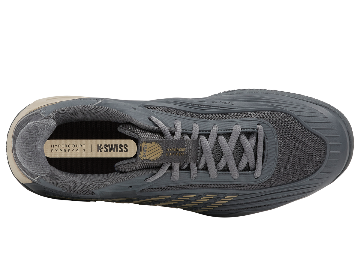 KSwiss Hypercourt Express 3 Clay Grey Mens Tennis Shoe, top-down view