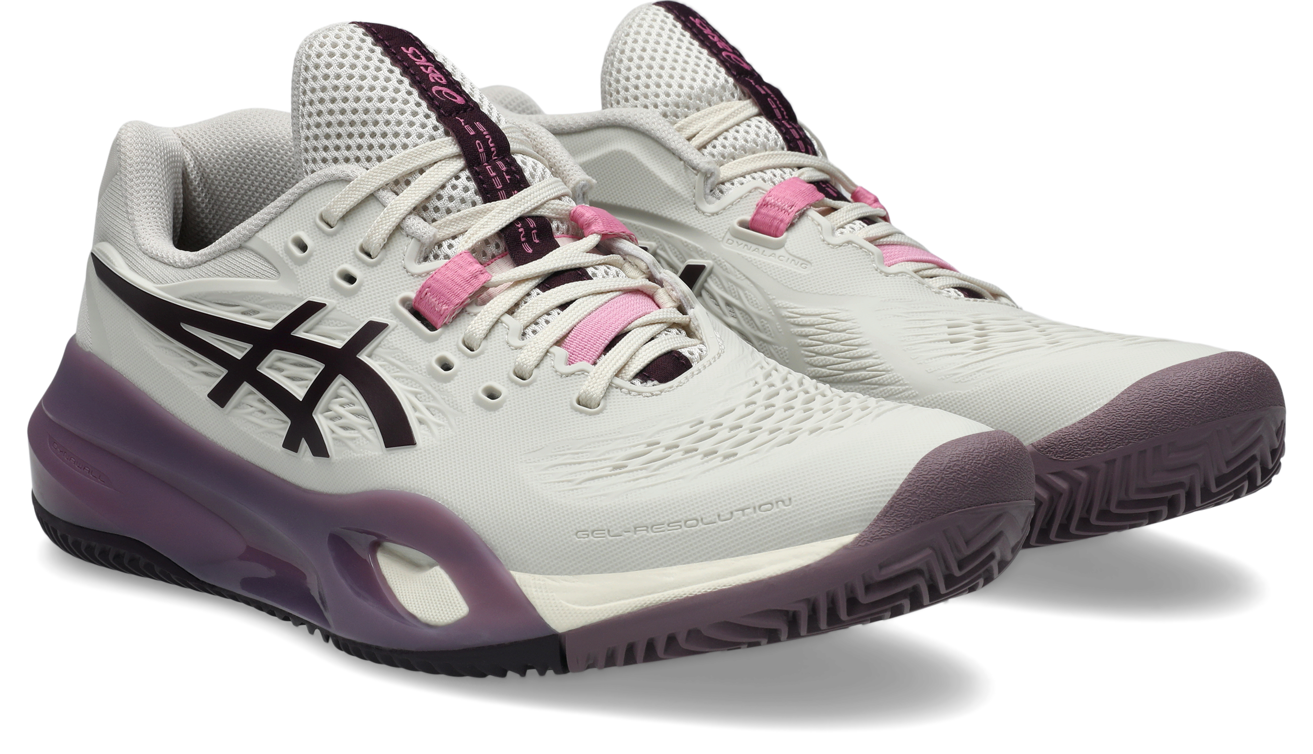 Asics Gel-Resolution X Clay Womens Tennis Shoe - Soft Oat/Dark Aubergine