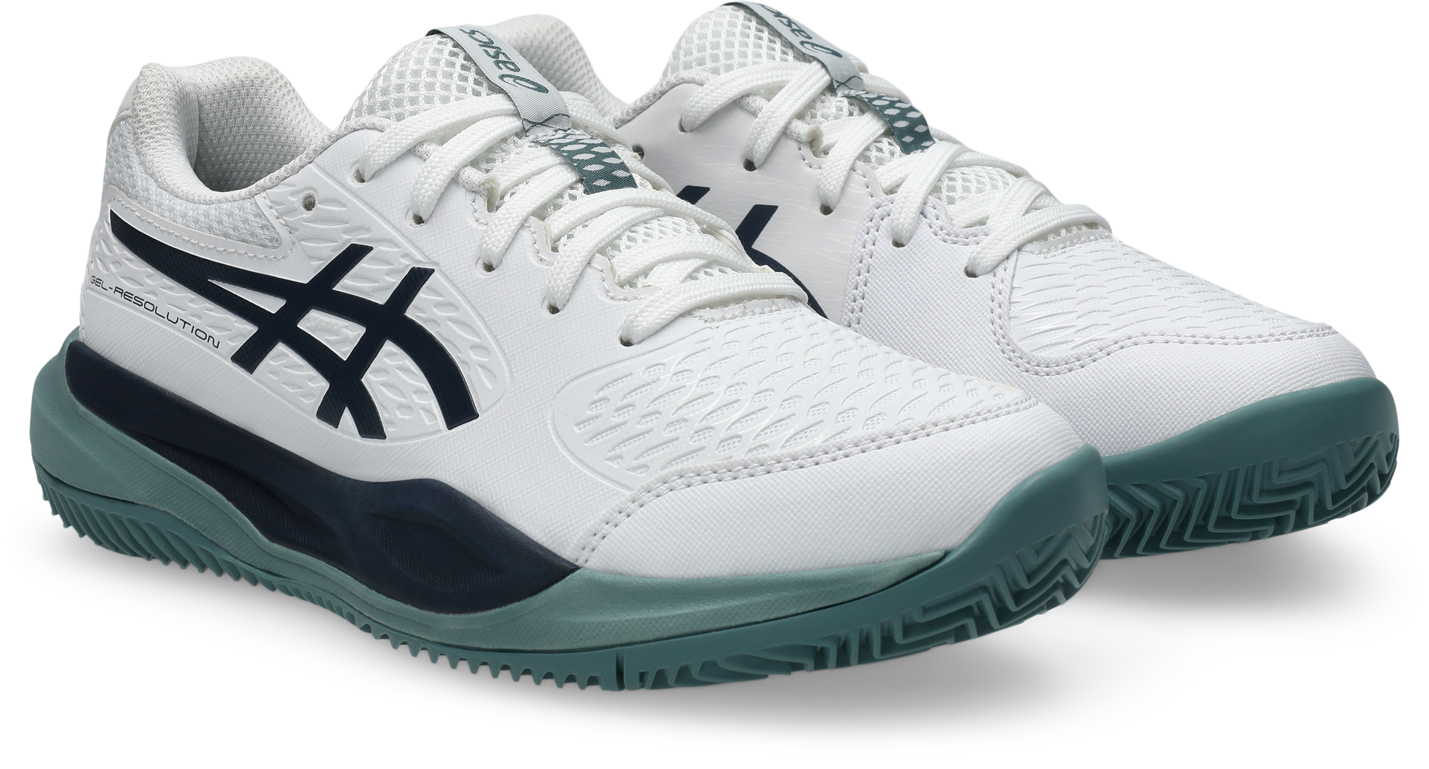 Asics Gel-Resolution X GS Clay Kids Tennis Shoe - White/Midnight