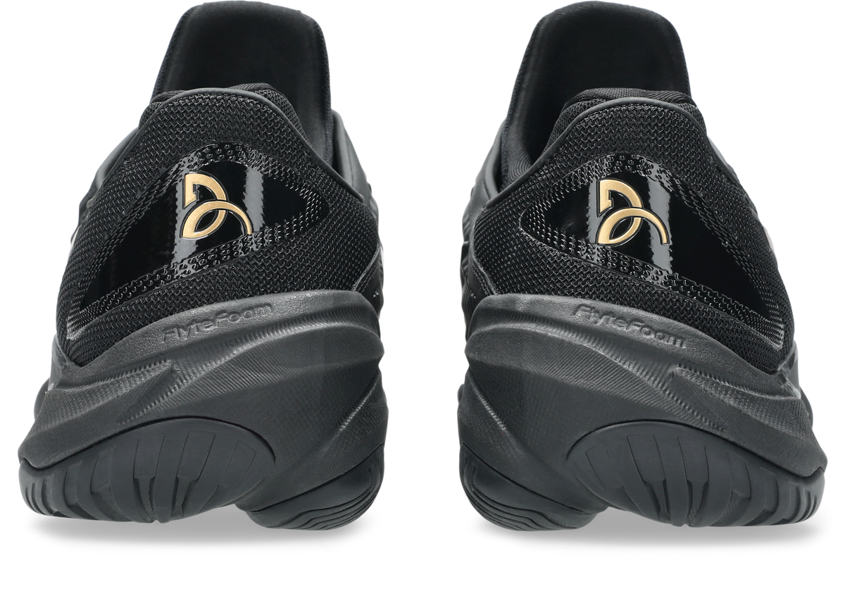 Asics Court FF 3 Novak Night Energy Mens Tennis Shoe, rear view showing the heel counter