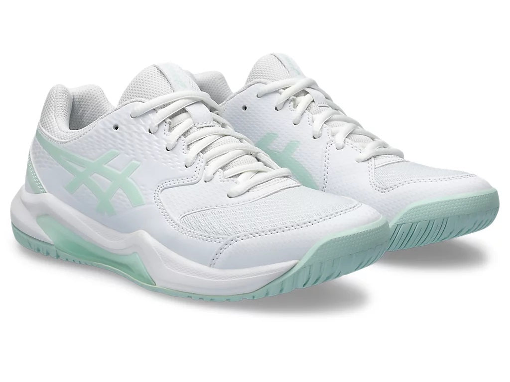 Asics Gel Dedicate 8 White Womens Tennis Shoe, both shoes
