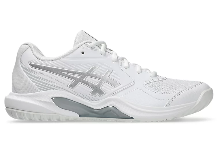 Asics Gel Dedicate 9 White Womens Tennis Shoe, outer side