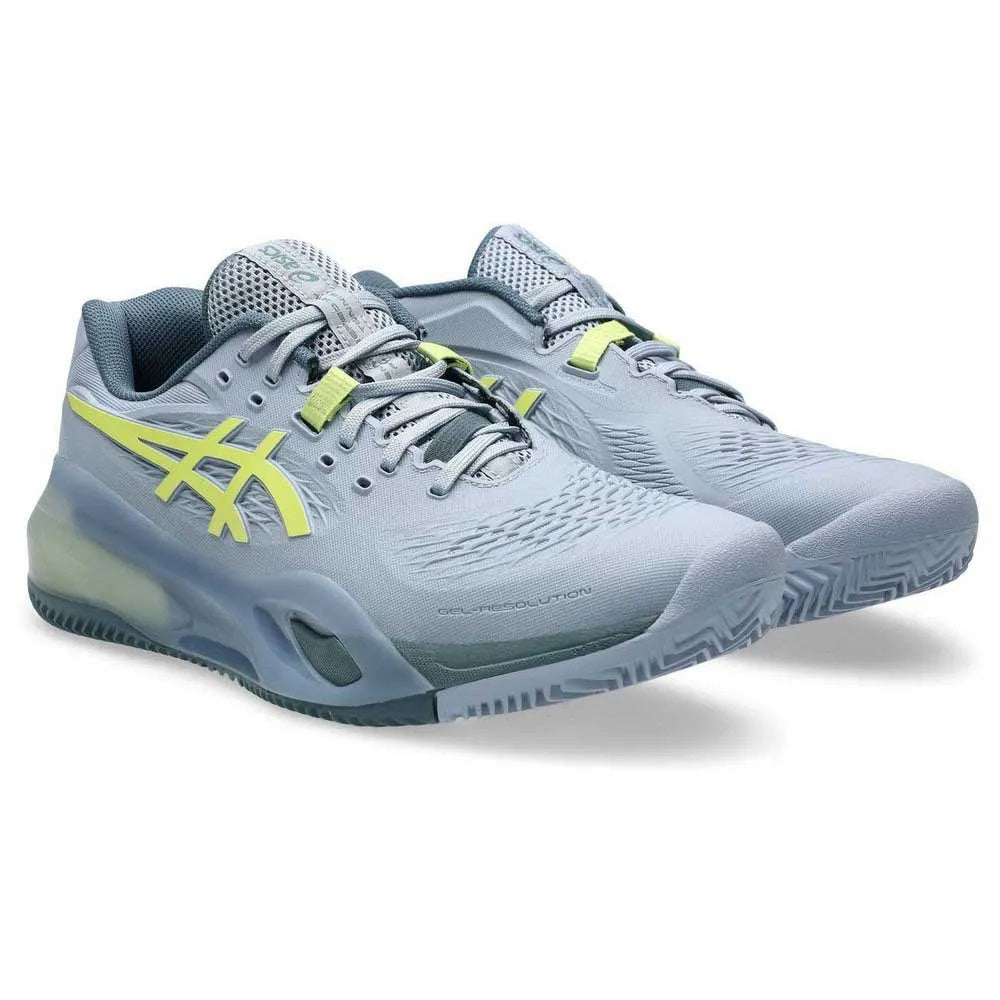 Asics Gel Resolution X Clay Grey Mens Tennis Shoe, angled view of both shoes