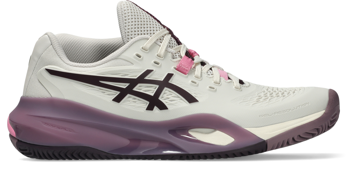Asics Gel Resolution X Clay Soft Oat/Dark Aubergine Womens Tennis Shoe, main product view