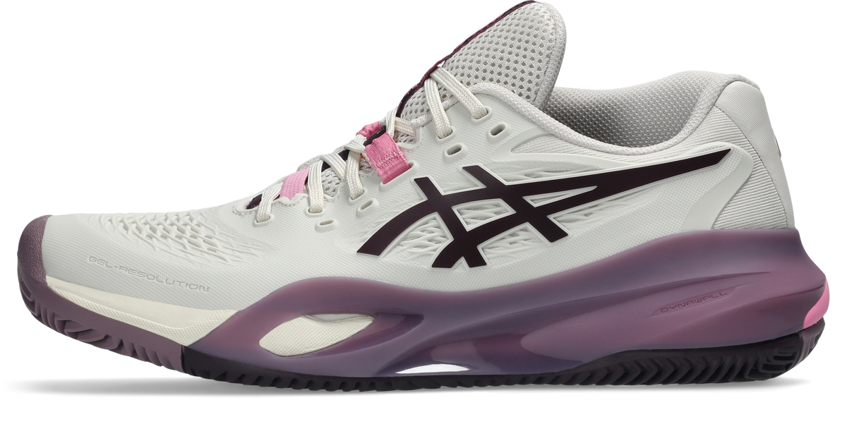 Asics Gel Resolution X Clay Soft Oat/Dark Aubergine Womens Tennis Shoe, inner side view