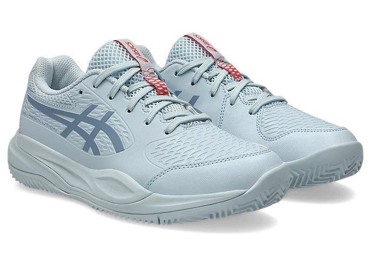 Asics Gel Resolution X GS Clay Kids tennis shoe, angled front view of both shoes