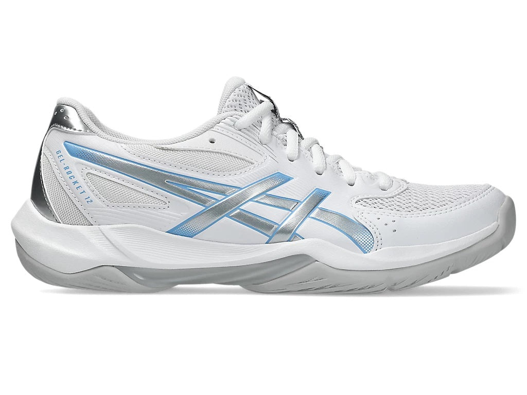 Asics Gel Rocket 12 White Womens Squash Shoe, outer side