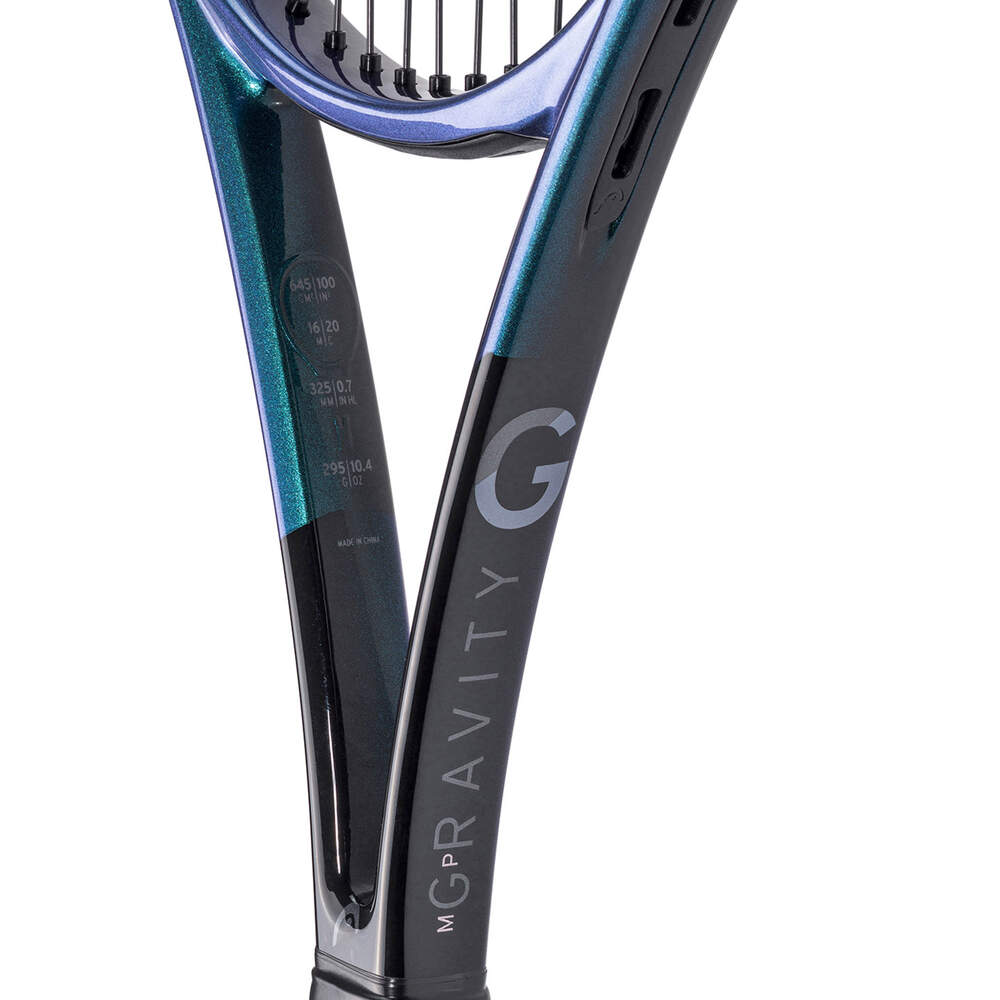 Head Gravity MP 2025 Tennis Racquet, throat and specifications detail