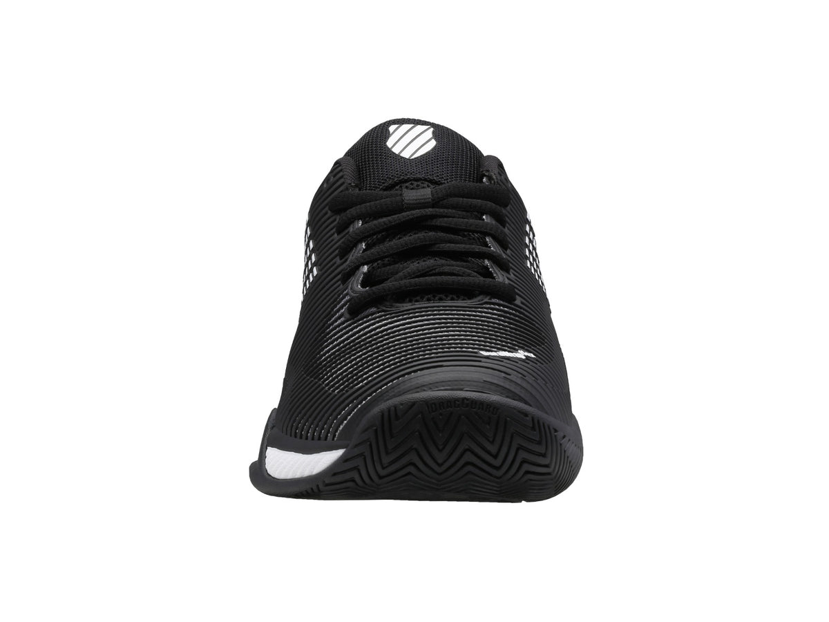 KSwiss Hypercourt Express 2 Black/White Mens Tennis Shoe, rear view showing the heel counter