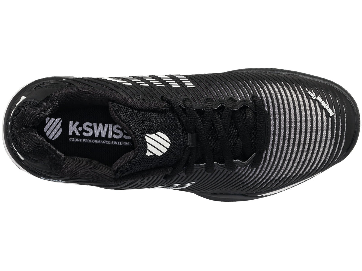 KSwiss Hypercourt Express 2 Black/White Mens Tennis Shoe, top-down view